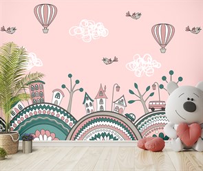 {{photo.Alt || photo.Description || 'Фотообои Розовый город и воздушные шары AM100'}}