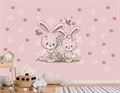 Фотообои Зайчики на розовом фоне AM071 - фото 4494