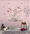 Фотообои Зайчики на розовом фоне AM071 - фото 4498