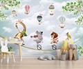 Фотообои Звери на голубом фоне и воздушные шары AM097 - фото 5003