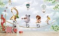 Фотообои Звери на голубом фоне и воздушные шары AM097 - фото 5005