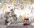 Фотообои Мопед среди цветов и листьев AM114 - фото 5048