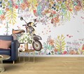 Фотообои Мопед среди цветов и листьев AM114 - фото 5049