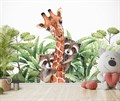 Фотообои Жираф и еноты в листьях AM123 - фото 5384