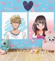 Фотообои Аниме девушка и парень на розово-голубом фоне AM199 - фото 6158