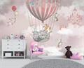 Фотообои для девочки Воздушный шар, облака, животные AM300 - фото 6886
