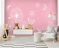 Фотообои Одуванчики, бабочки на розовом фоне AM317 - фото 6926